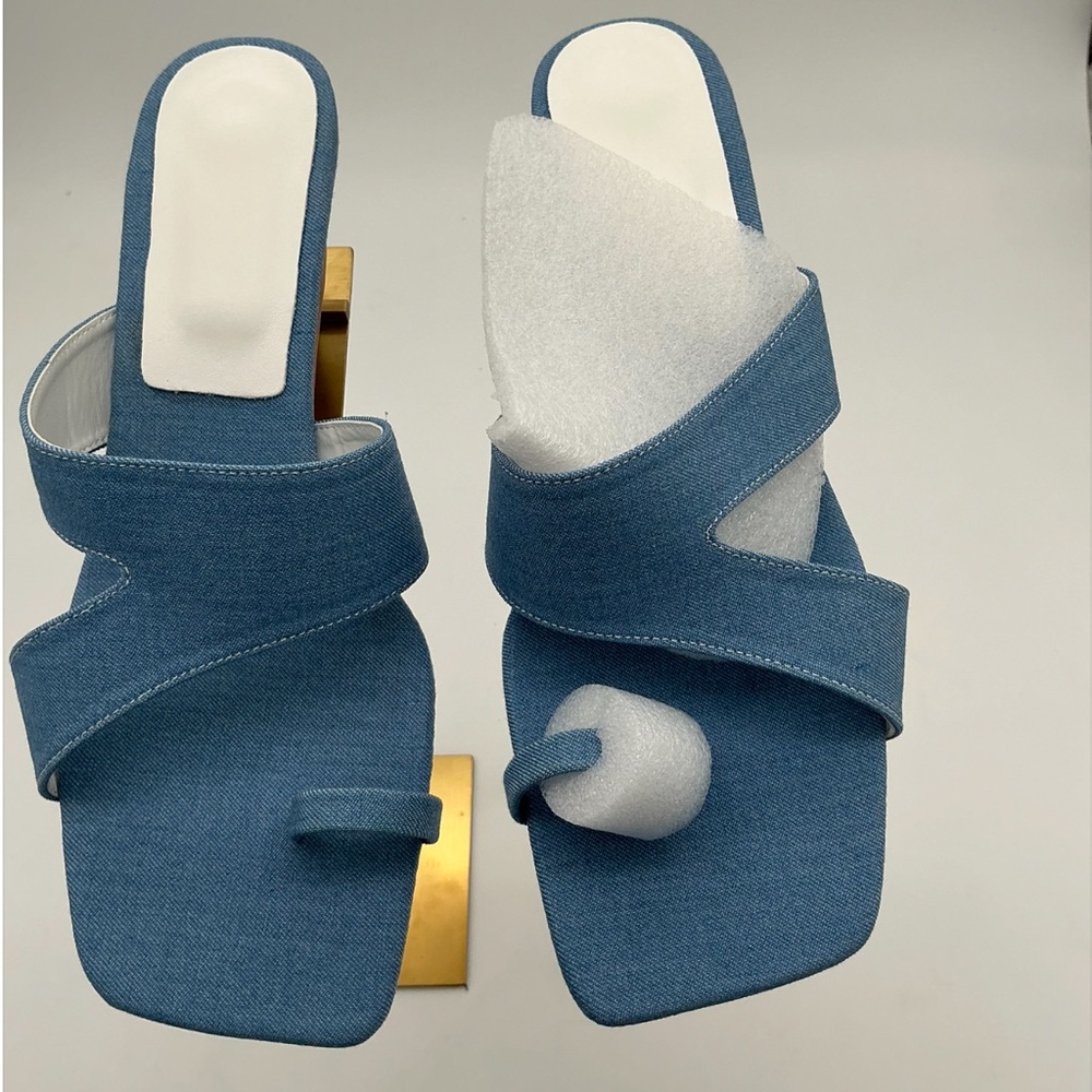 New Denim Blue Thong Sandals Size EUR 42